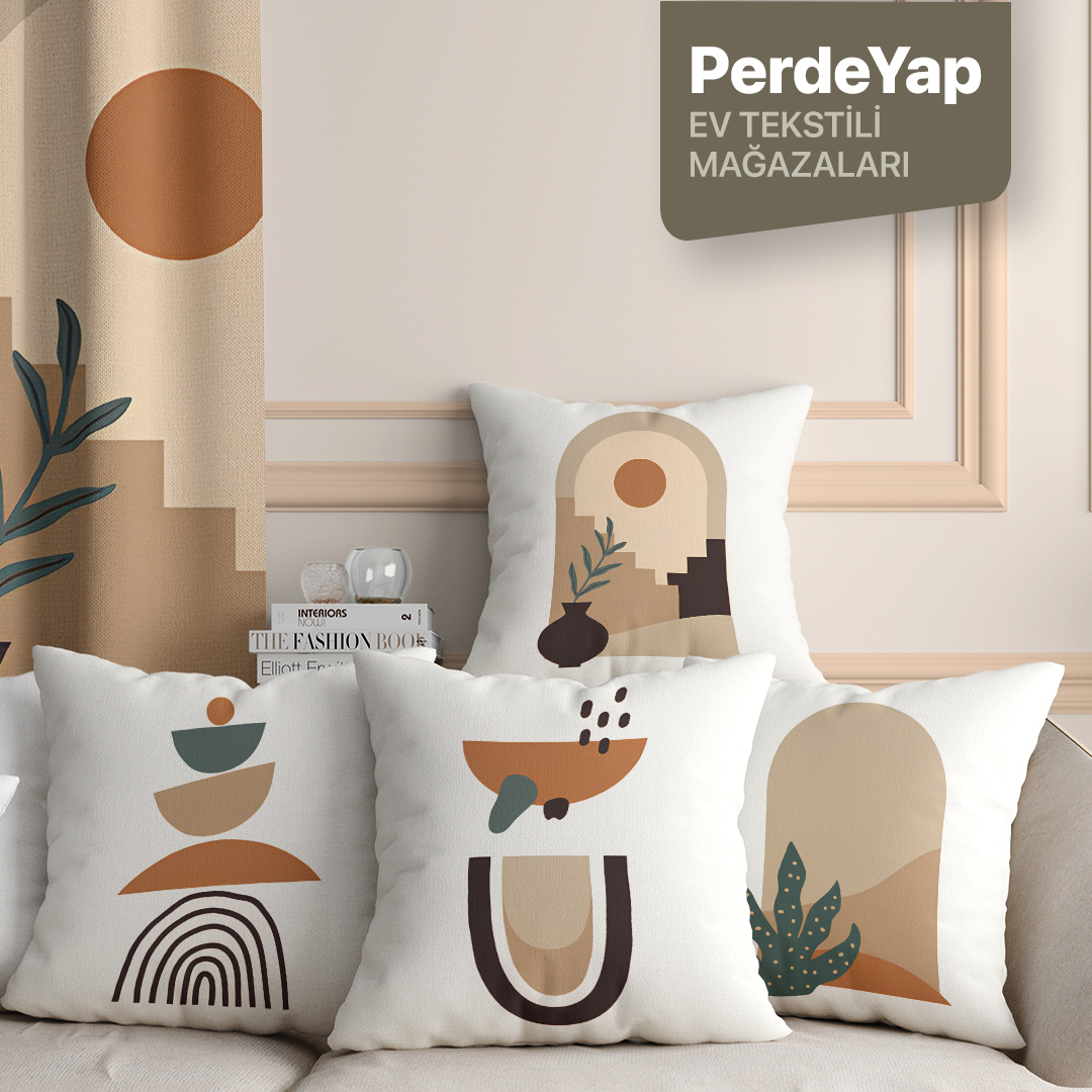 Etnik Afrika Sürrealist Desenli 4lü Dijital Baskılı Kırlent Yastık Kılıfı 43x43 Cm 016