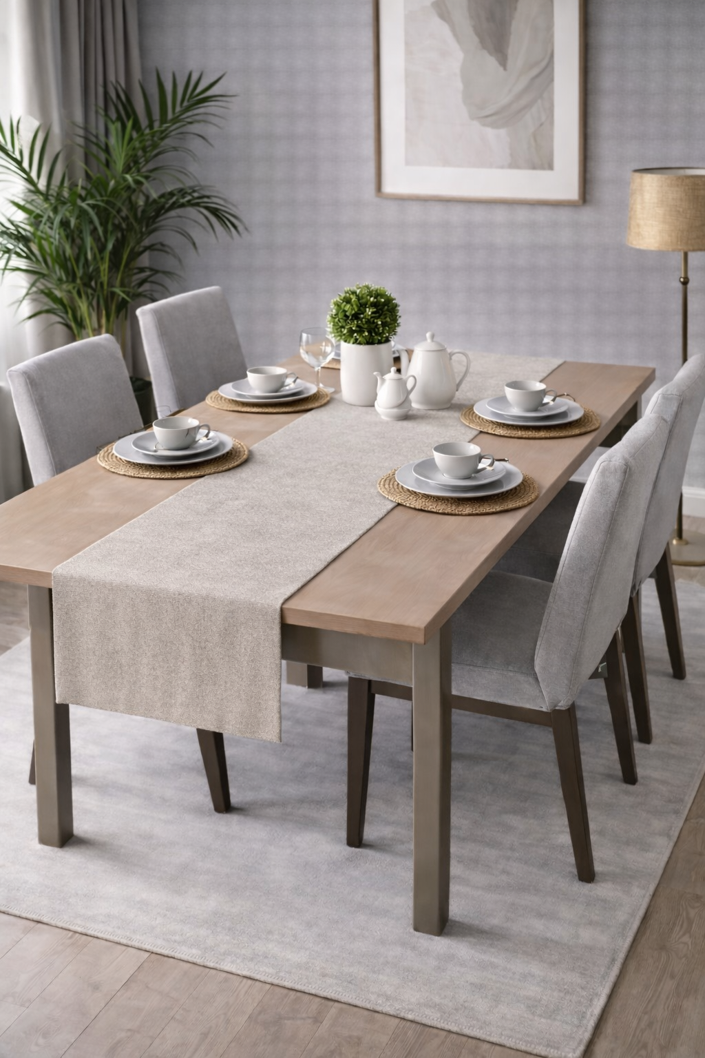 PerdeYap Kadife Dokulu Taş Renk Ada Serisi Runner 40 x 140 cm