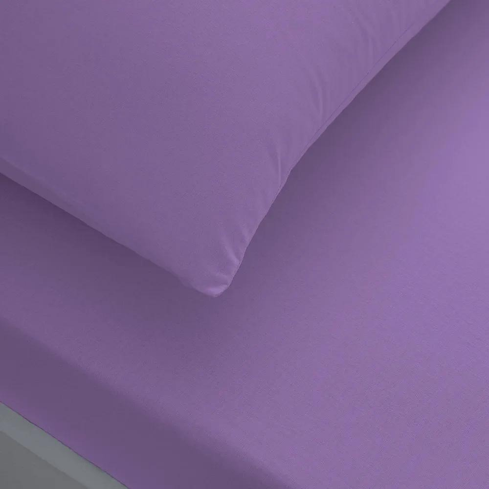 Taç Tek Kişilik Lastikli Çarşaf Seti Koyu Lila