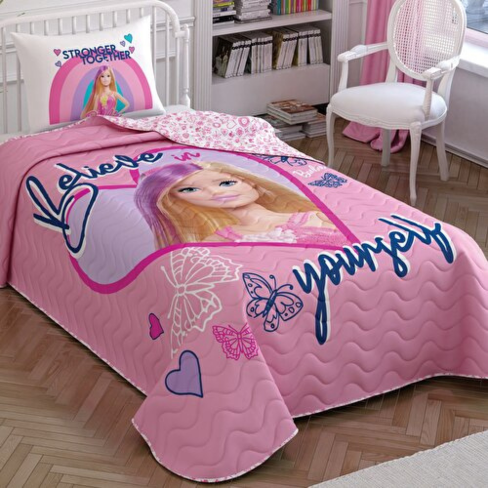 Taç Tek Kişilik Lisanslı Barbie Winter Yatak Örtüsü Seti