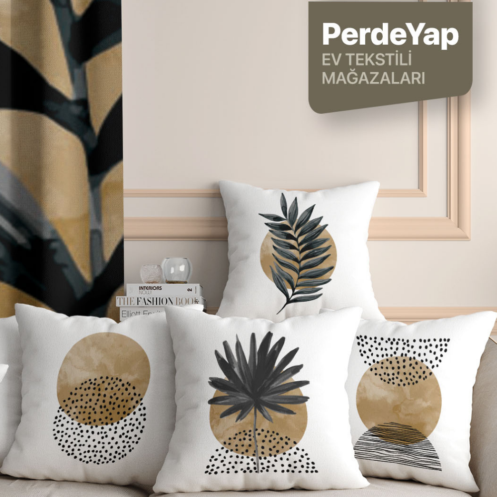 Kuşların Güneş İle Ahenkli Dansları Desenli 4lü Dijital Baskılı Kırlent Yastık Kılıfı 43 x 43 Cm 057