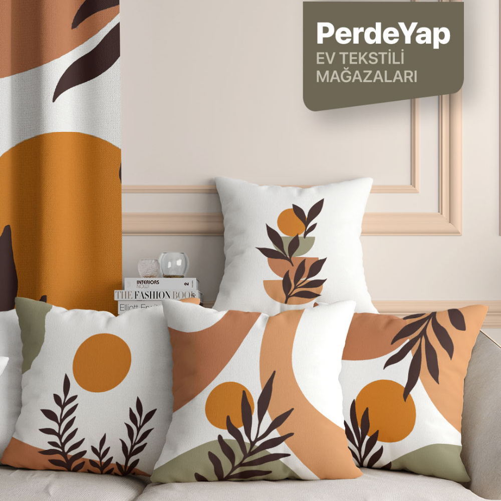 Doğanın Renkleri Temalı Dijital Baskılı Kırlent Kılıfı - 43x43 cm 066