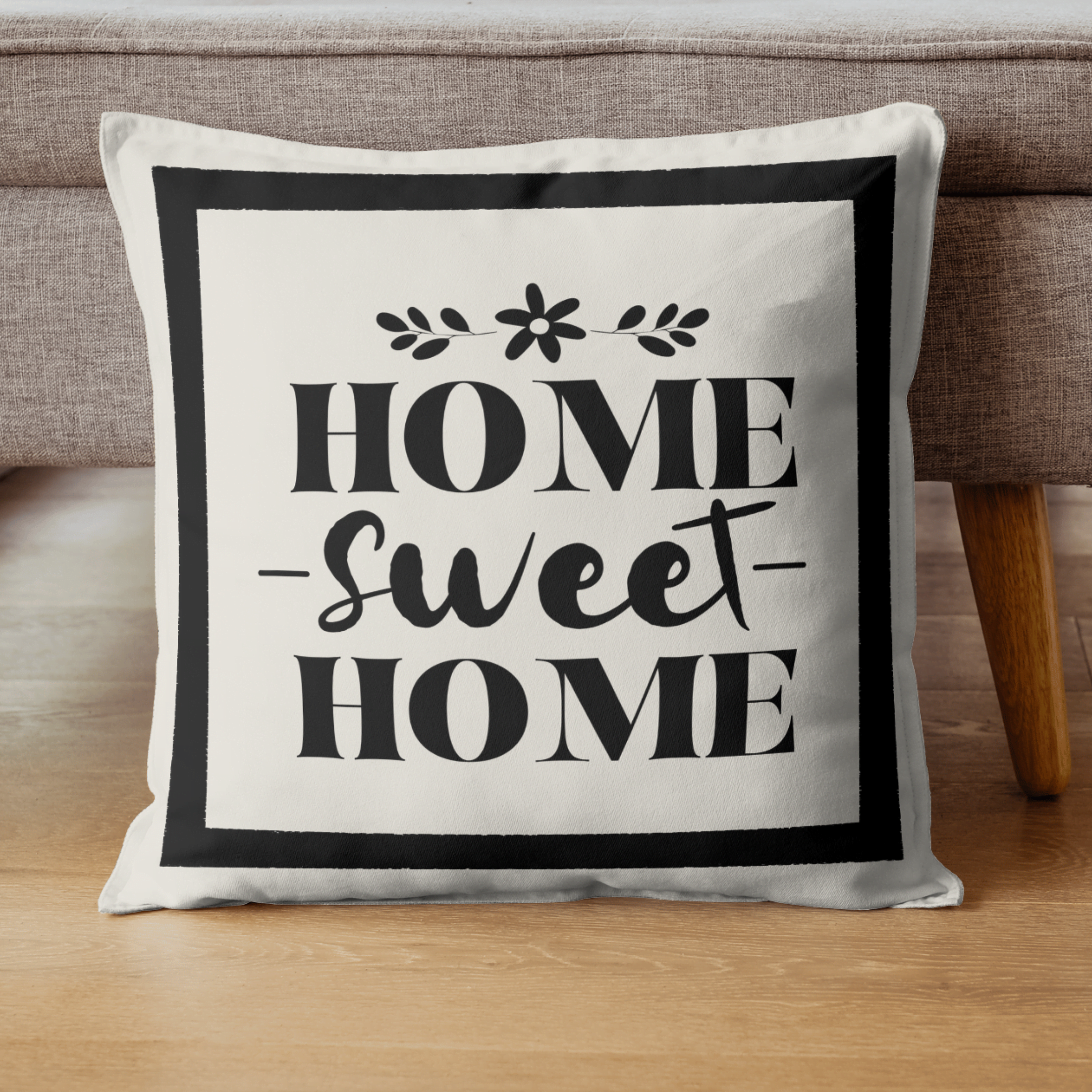 Home Sweet Home Hediyelik Dekoratif Kırlent Yastık Kılıfı 43 X 43 Cm Krem-siyah