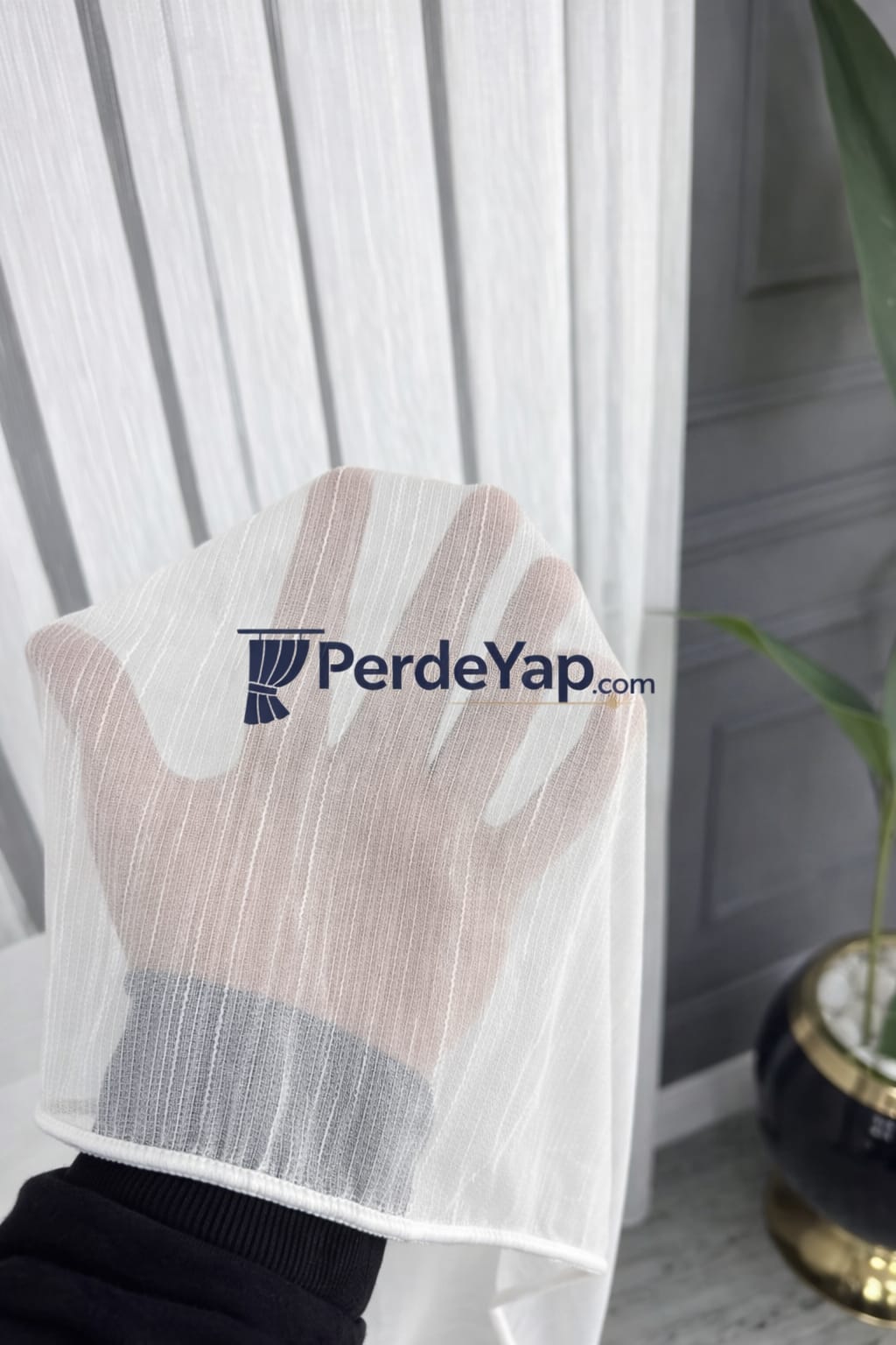 Bambu şantuk Desenli Sade Düz Tül Perde 1/3 Sık Pile Ekru