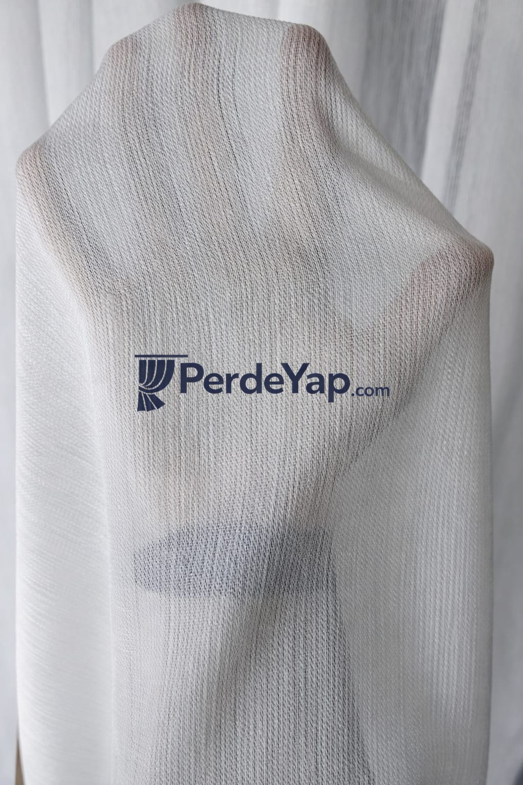 Aplik Bambu Desenli Sade Düz Tül Perde 1/3 Sık Pile Ekru