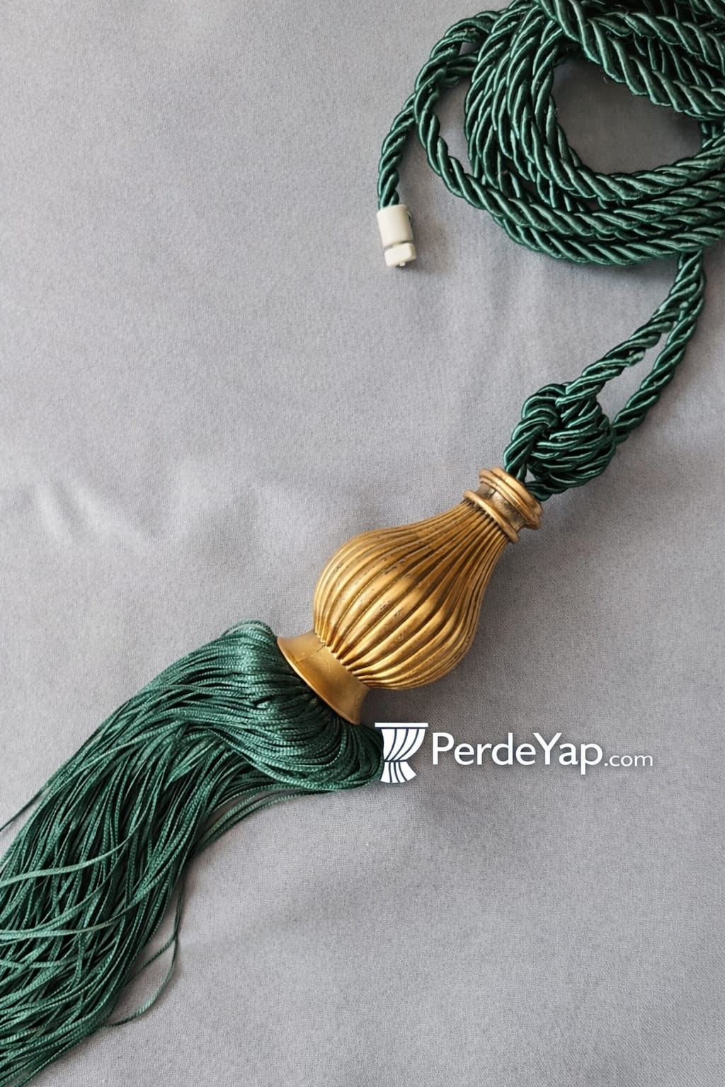 Fon Perde Tavan Bağlama Braçol Zümrüt Yeşili Gold Göbek Perde Toplama Aksesuarı (1 Adet)